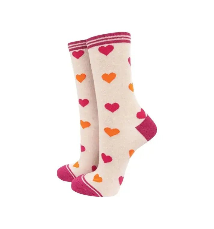 Sock Talk - Pink Orange Hearts Sock Talk