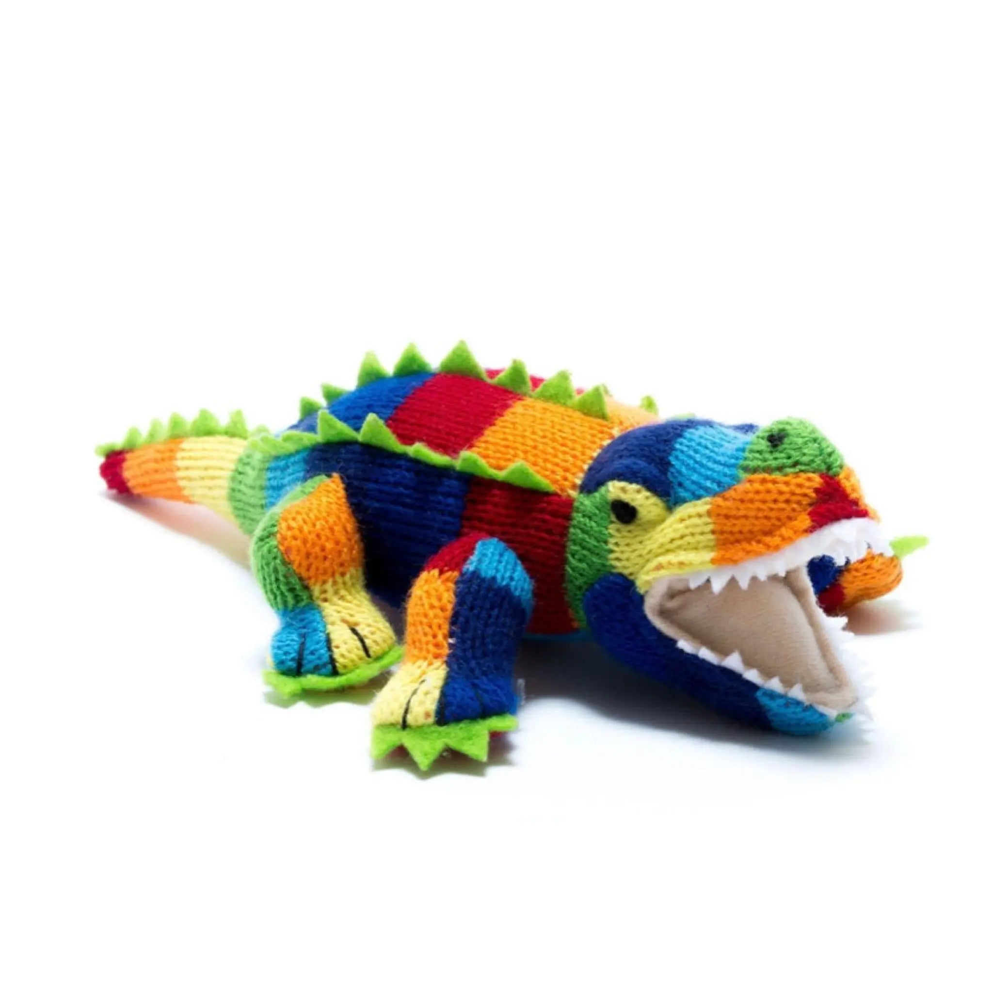 Best Years Knitted Bright Stripe Crocodile Rattle Best Years