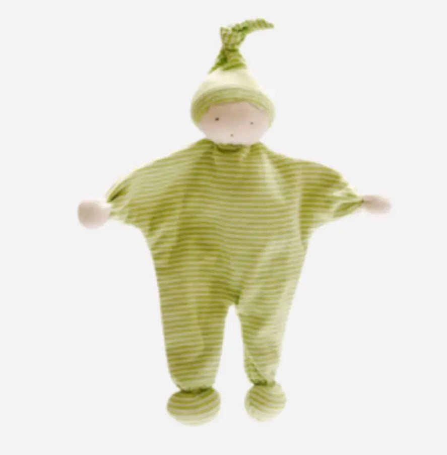 Baby Comforter Pastel Green and White Stripe Organic Cotton Best Years