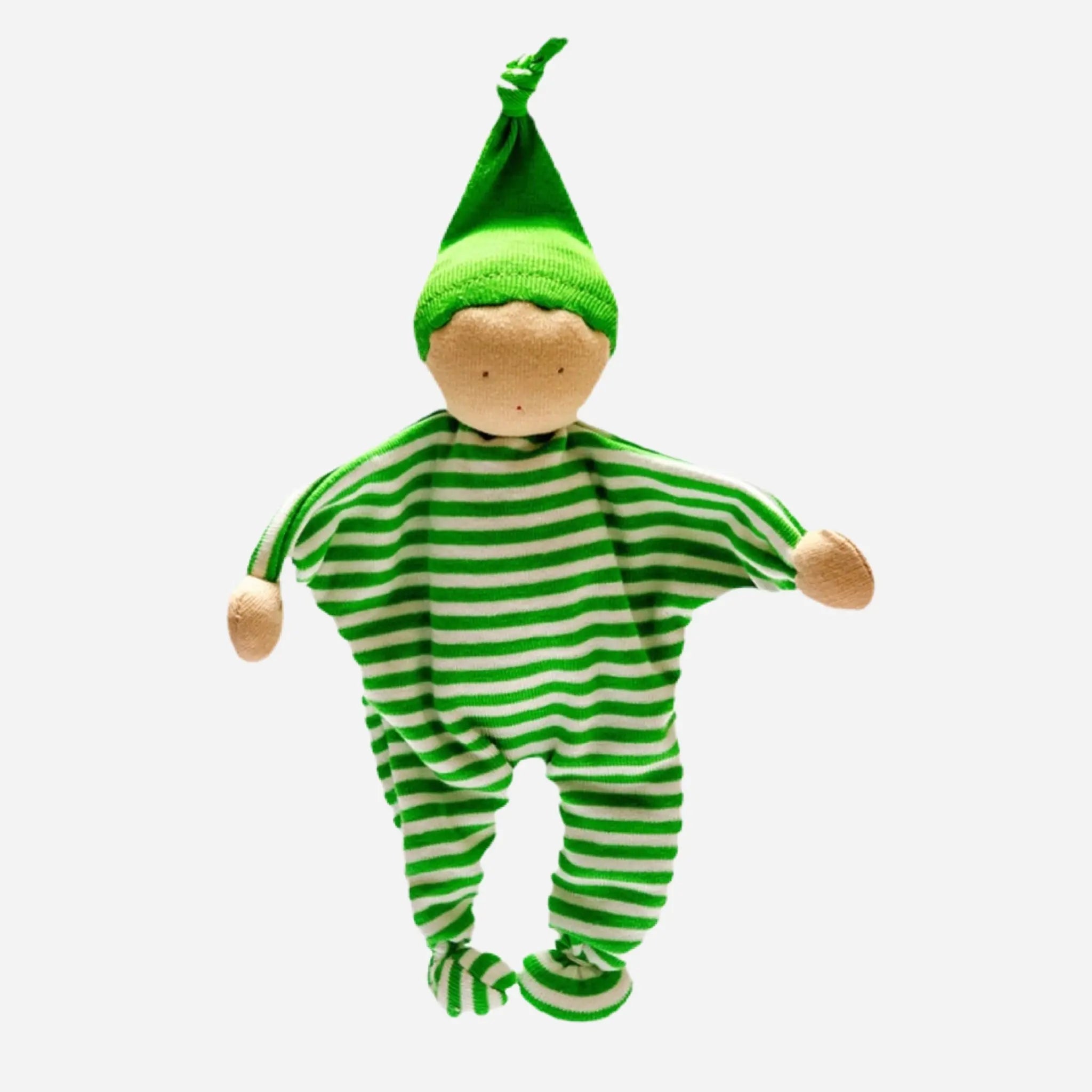 Baby Comforter Bright Green and White Stripe Organic Cotton Best Years