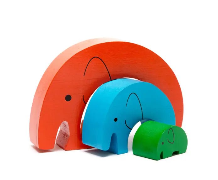 Fair Trade Wooden Elephant Stacker Toy, ORANGE - Prezzi