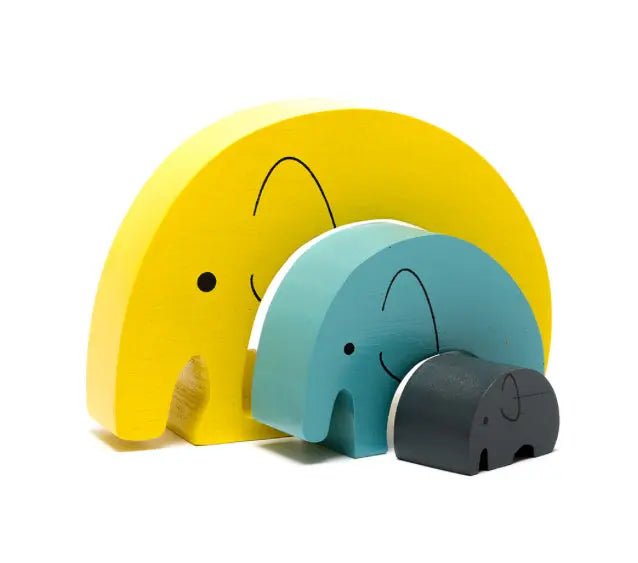 Fair Trade Wooden Elephant Stacker Toy, YELLOW - Prezzi