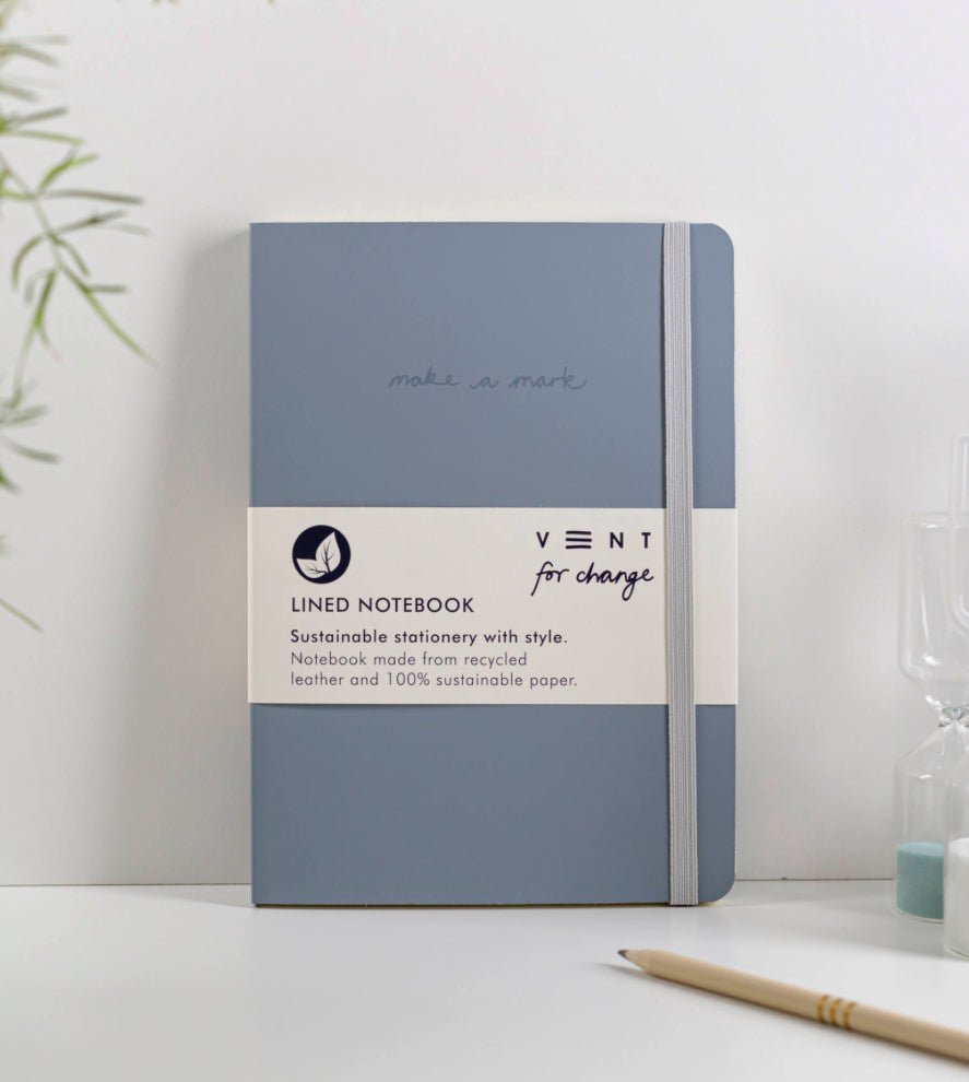 Vent Dusty Blue Recycled Leather Notebook A5 - Prezzi
