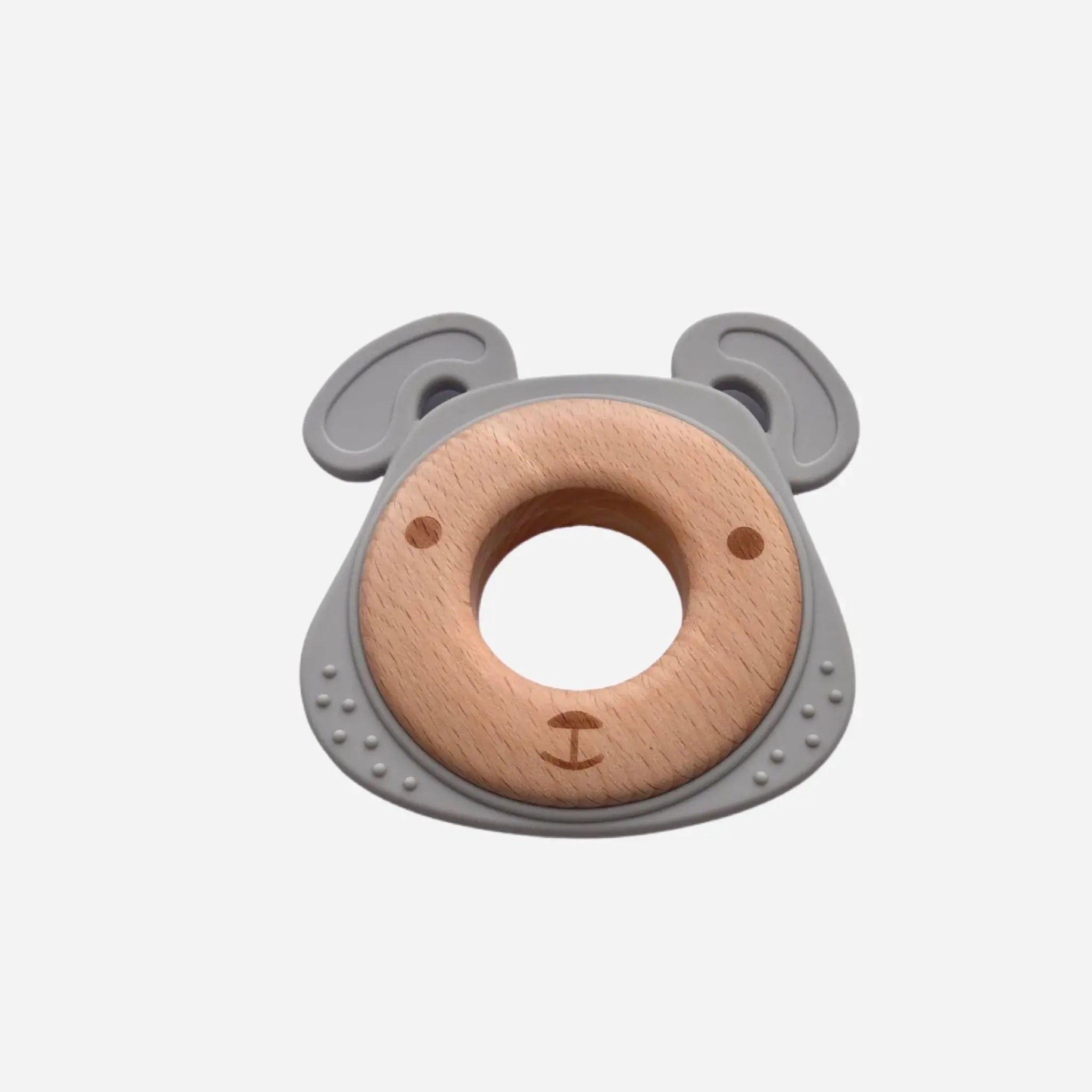 Silicone and Wood Grey Bear Teether - Prezzi
