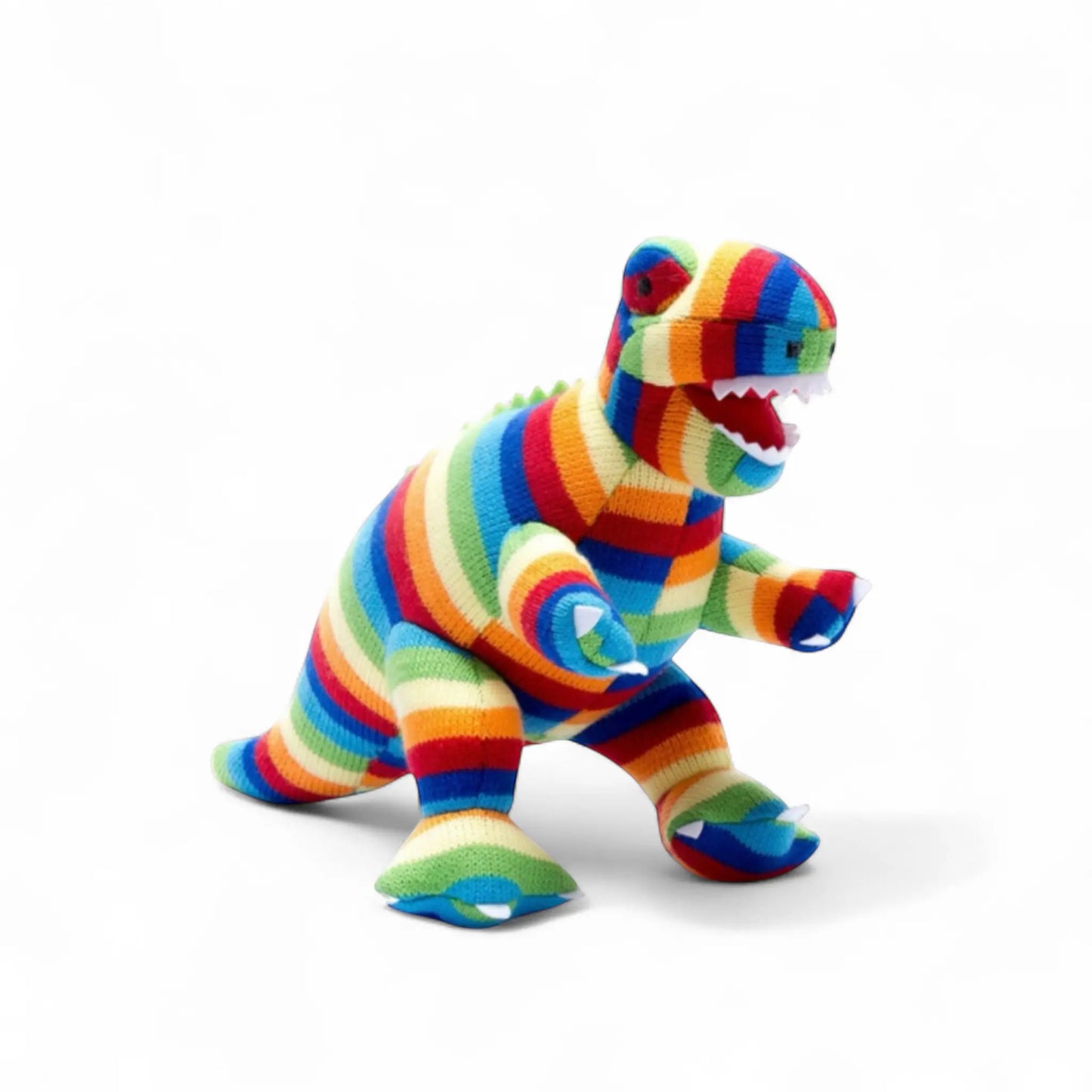 Knitted Bright Stripe T Rex Dinosaur Toy Best Years - Prezzi