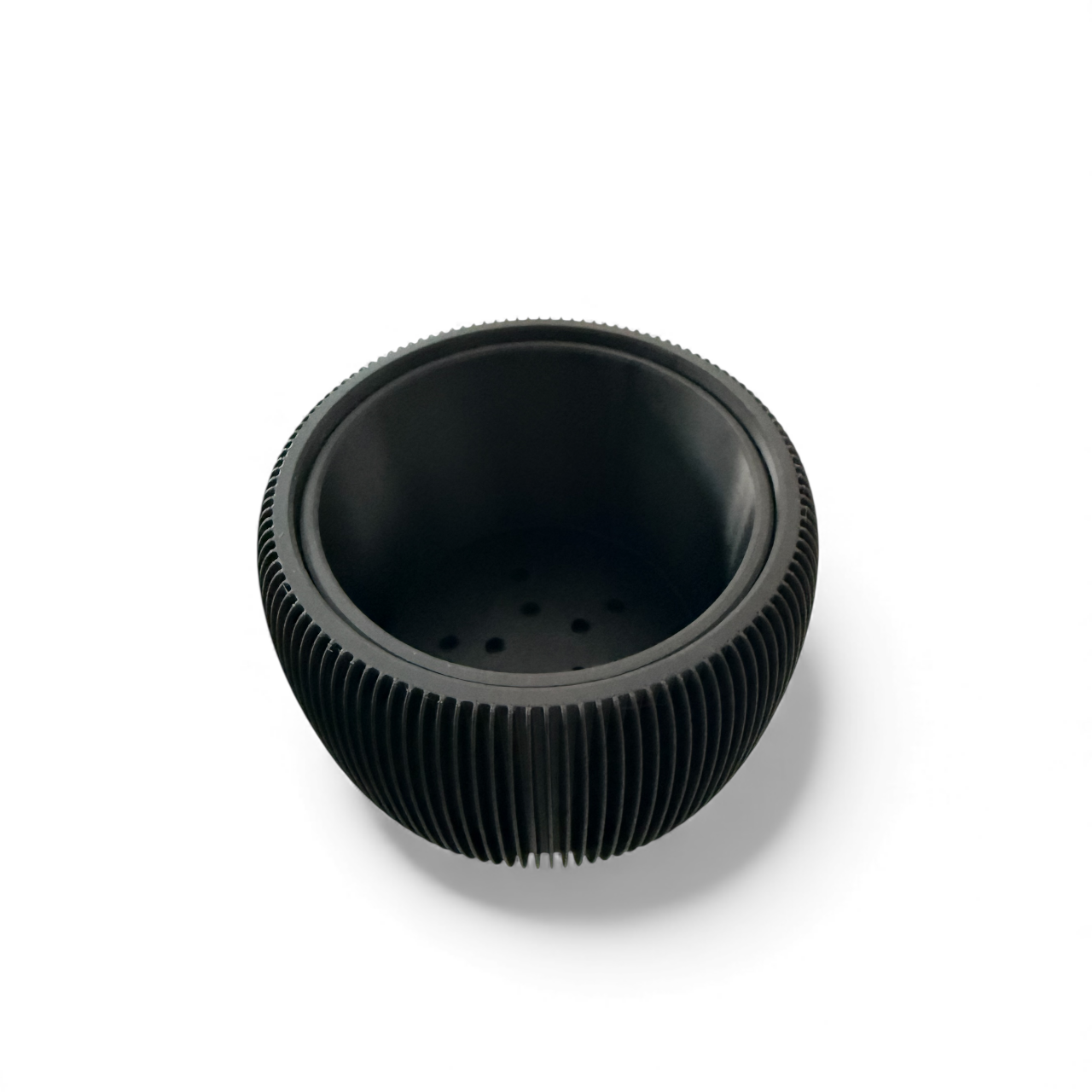 Retro Ribbed Planter - Black Satin Millees
