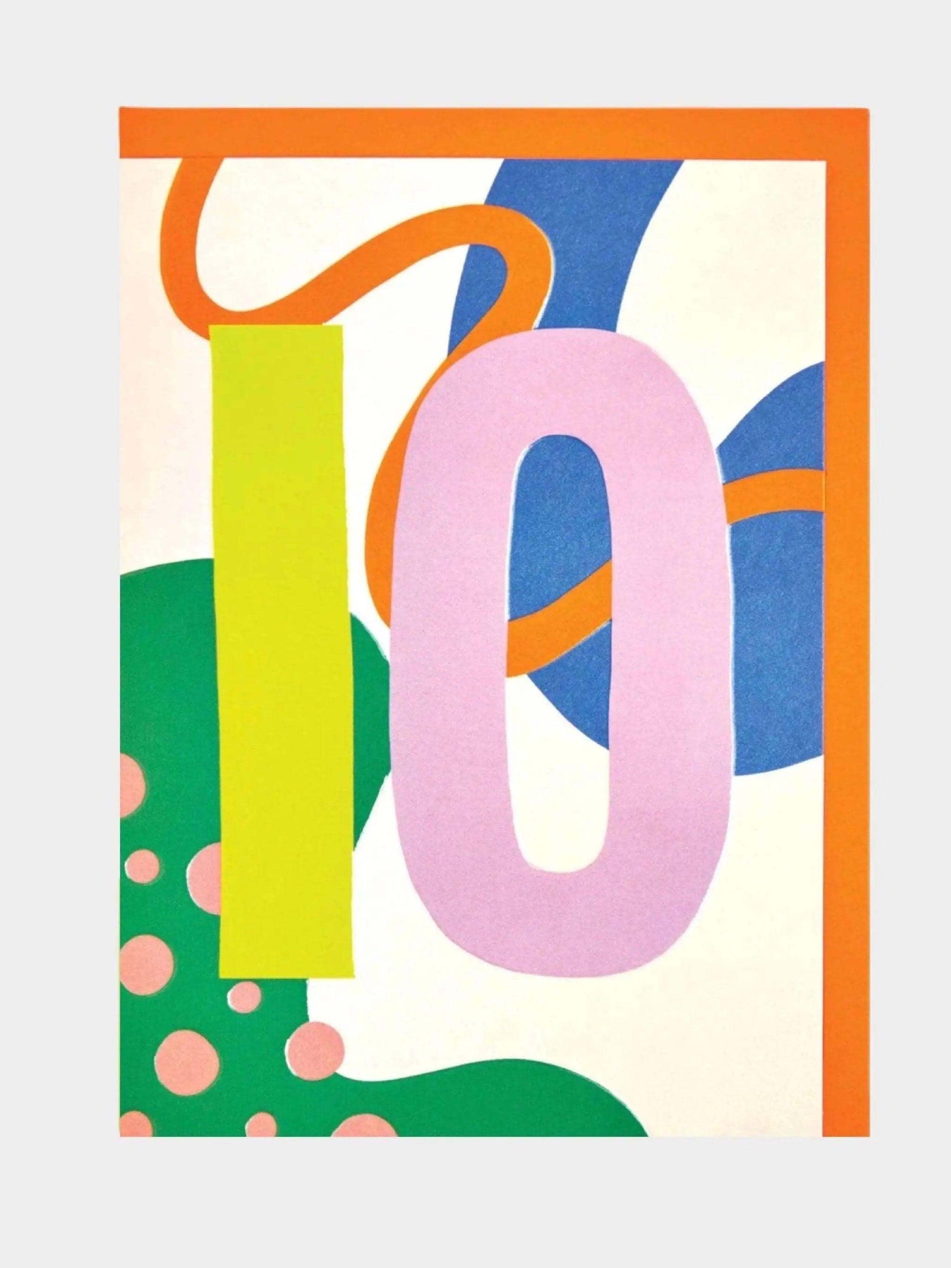 Colourful Age 10 Birthday card - Prezzi