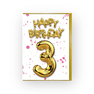 3rd Birthday Card - Printed Balloon Design Brainbox Candy