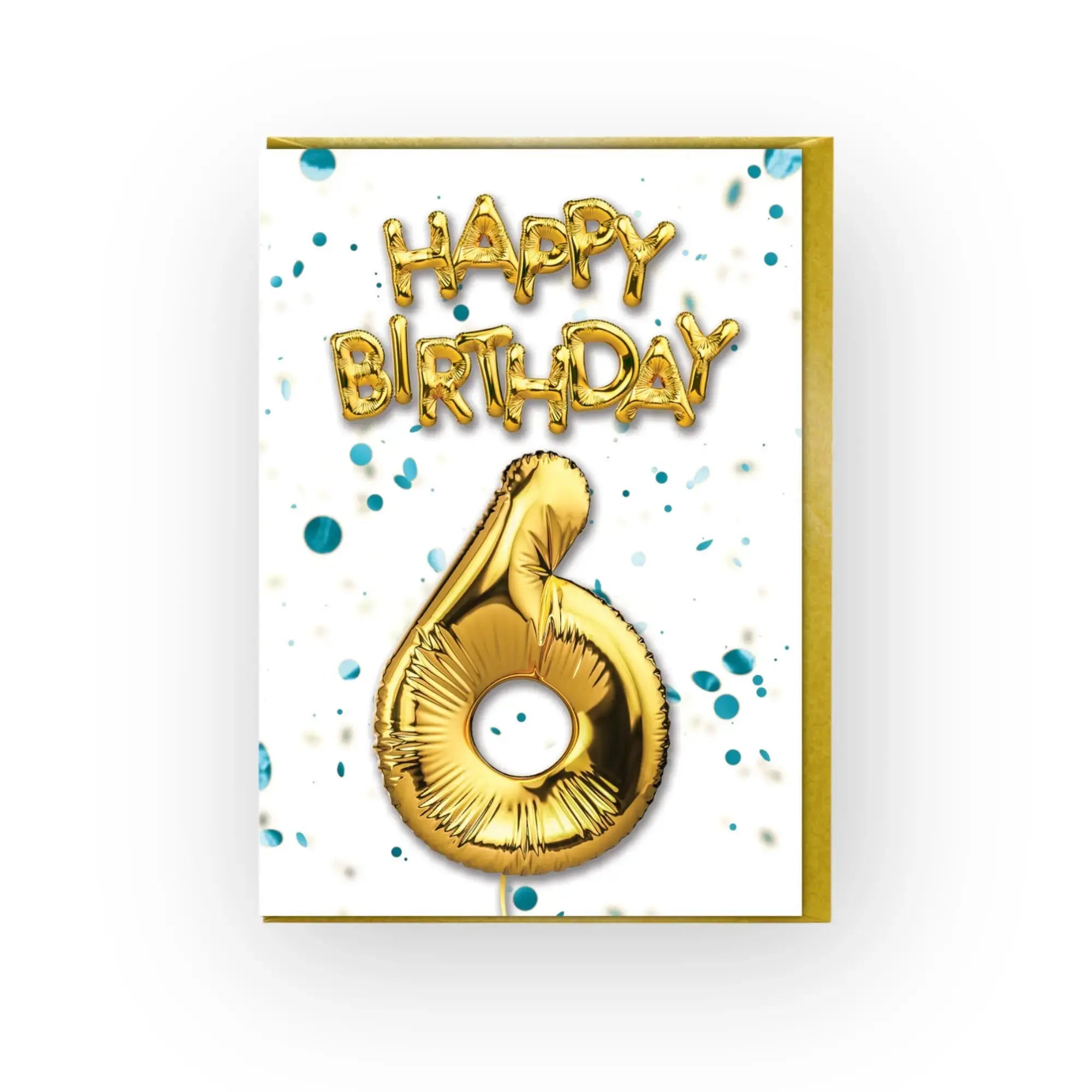6th Birthday Card - Age 6 Printed Balloon Design Brainbox Candy