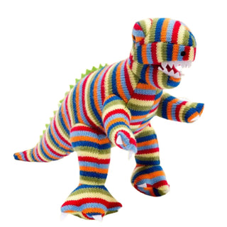 T Rex Knitted Dinosaur Rainbow Stripe Best Years