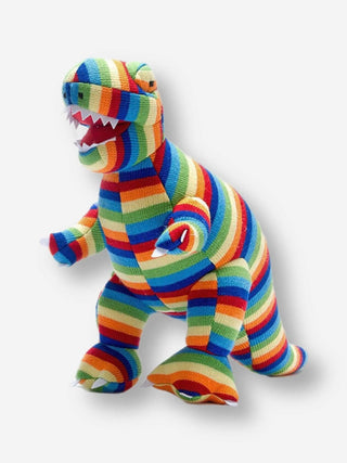 Knitted Bright Stripe T Rex Dinosaur Toy