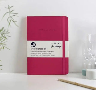 Vent Pink Recycled Leather Notebook A5 Vent