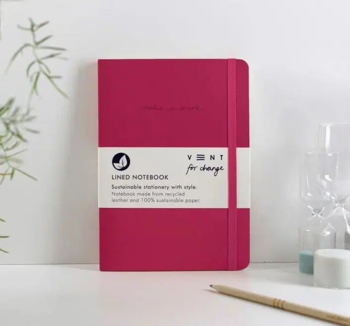 Vent Pink Recycled Leather Notebook A5 Vent