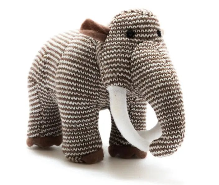 Woolly Mammoth Knitted Dinosaur Rattle Brown Stripe Best Years