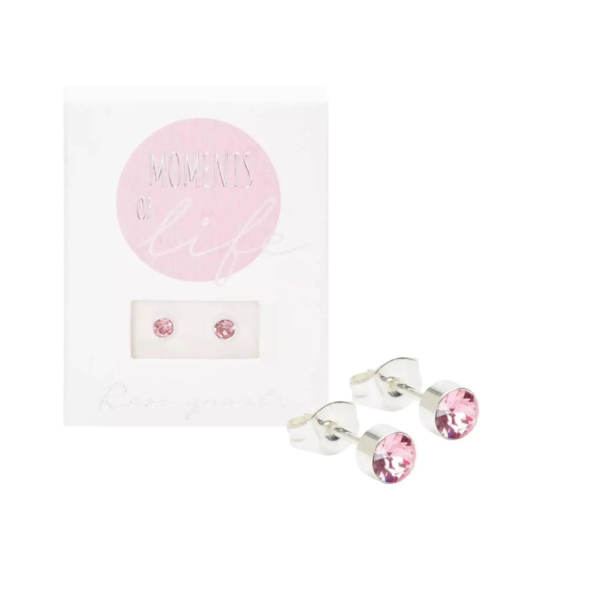 Ear studs - "Moments of life" - silver plated - rose quartz - Prezzi