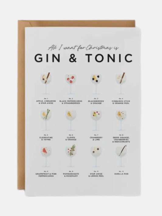 All I Want For Christmas Is Gin & Tonic Christmas Card - Prezzi