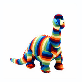 Knitted Bright Stripe Diplodocus Dinosaur Toy Best Years