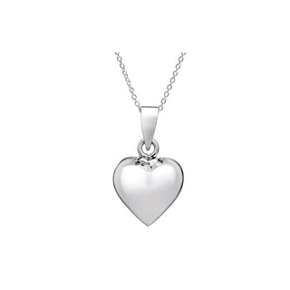 Lovely Puff Silver Heart Necklace The Silver Jewellery Cavern
