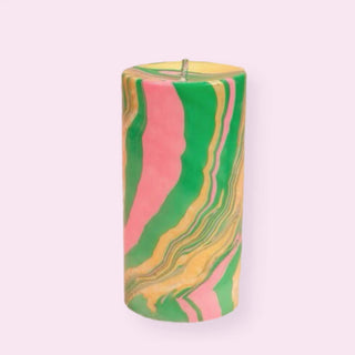 Beverly Hills Marble Pillar Candle Flamingo