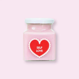 Pomegranate & White Fig Self Love Heart Candle Flamingo