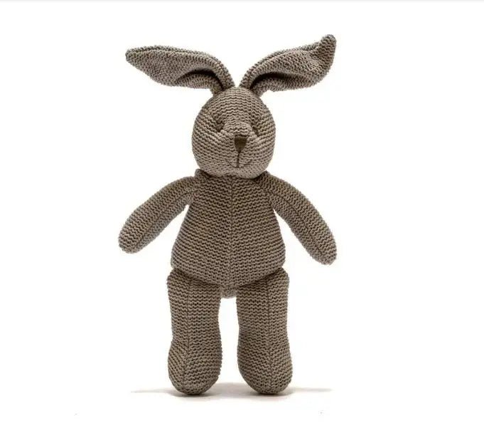 Knitted Organic Grey Bunny Rattle - Prezzi