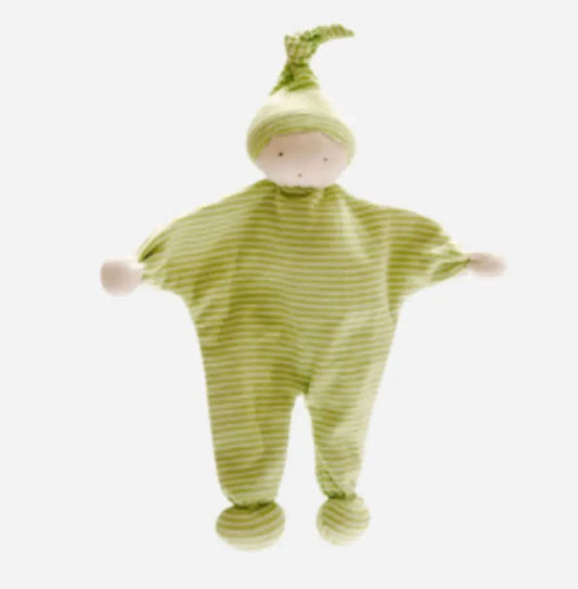 Baby Comforter Pastel Green and White Stripe Organic Cotton Best Years