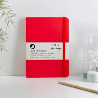 Vent Red Leather Notebook A5. Vent