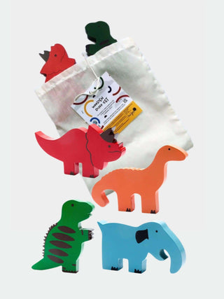 Set of 4 Fair Trade Wooden Dinosaur Toys - Prezzi