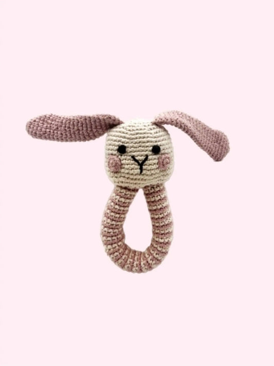 Pebble Bunny Ring Rattle - Pink - Prezzi