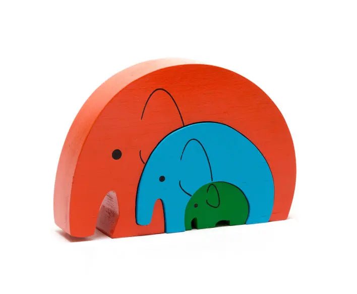 Fair Trade Wooden Elephant Stacker Toy, ORANGE - Prezzi