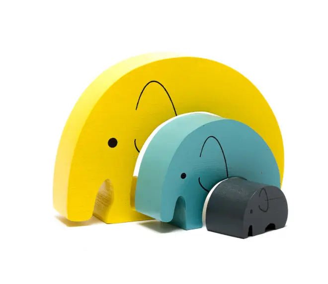 Fair Trade Wooden Elephant Stacker Toy, YELLOW - Prezzi