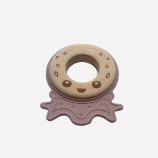 Pink Silicone and Wood Octopus Teether - Prezzi