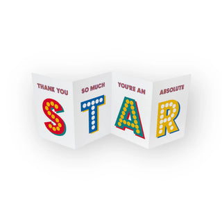 Thank You STAR Concertina card Brainbox Candy