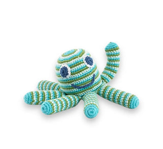 Pebble Green Striped Organic Octopus Rattle Pebble