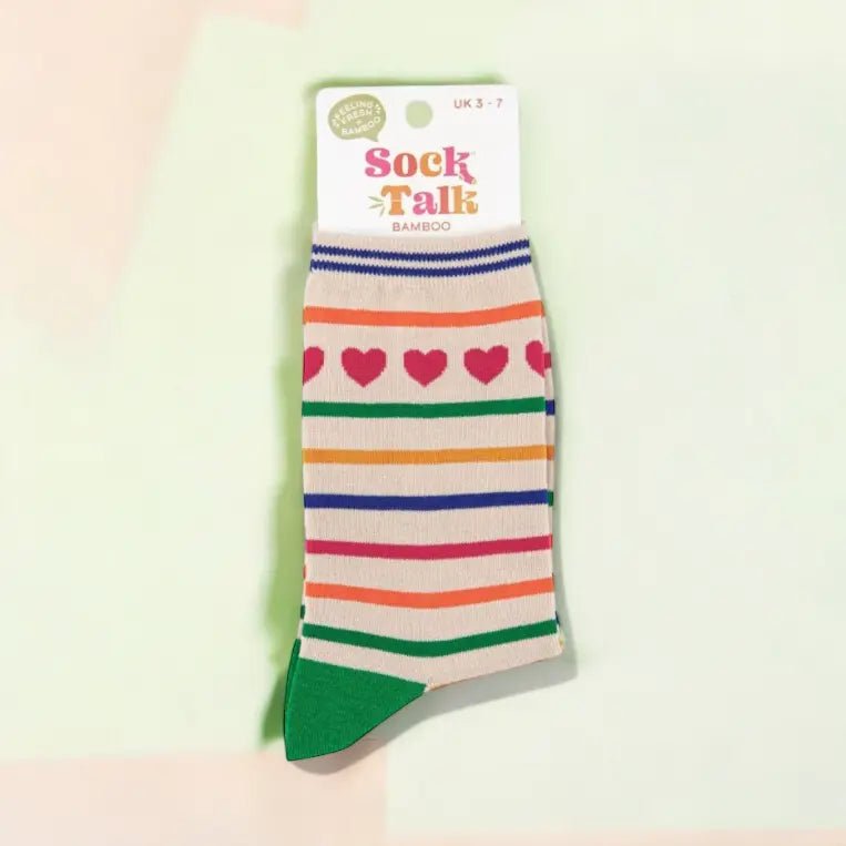Sock Talk Bright Stripe Hearts Sock Talk