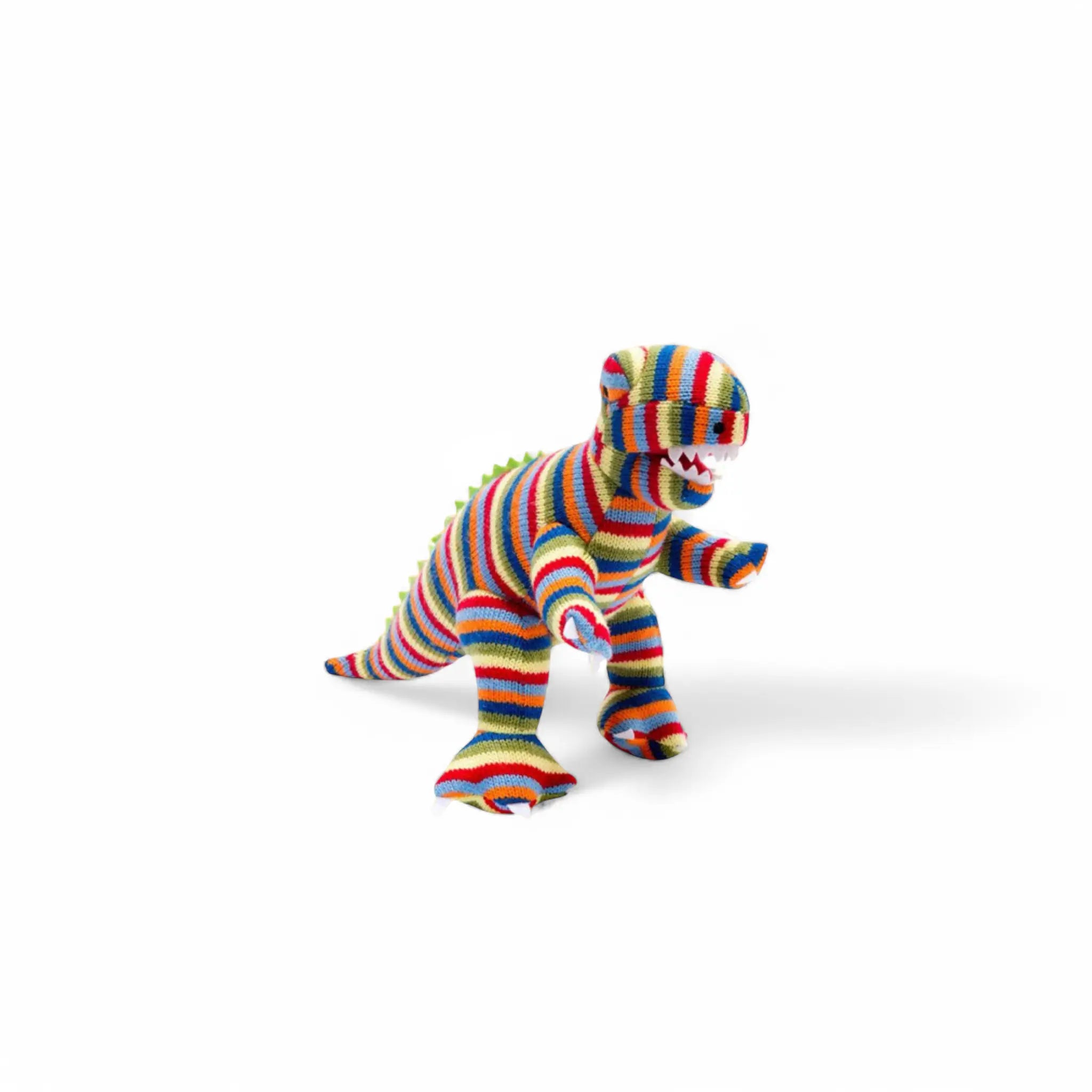Best Years Knitted Rainbow Stripe T Rex Dinosaur Rattle Best Years