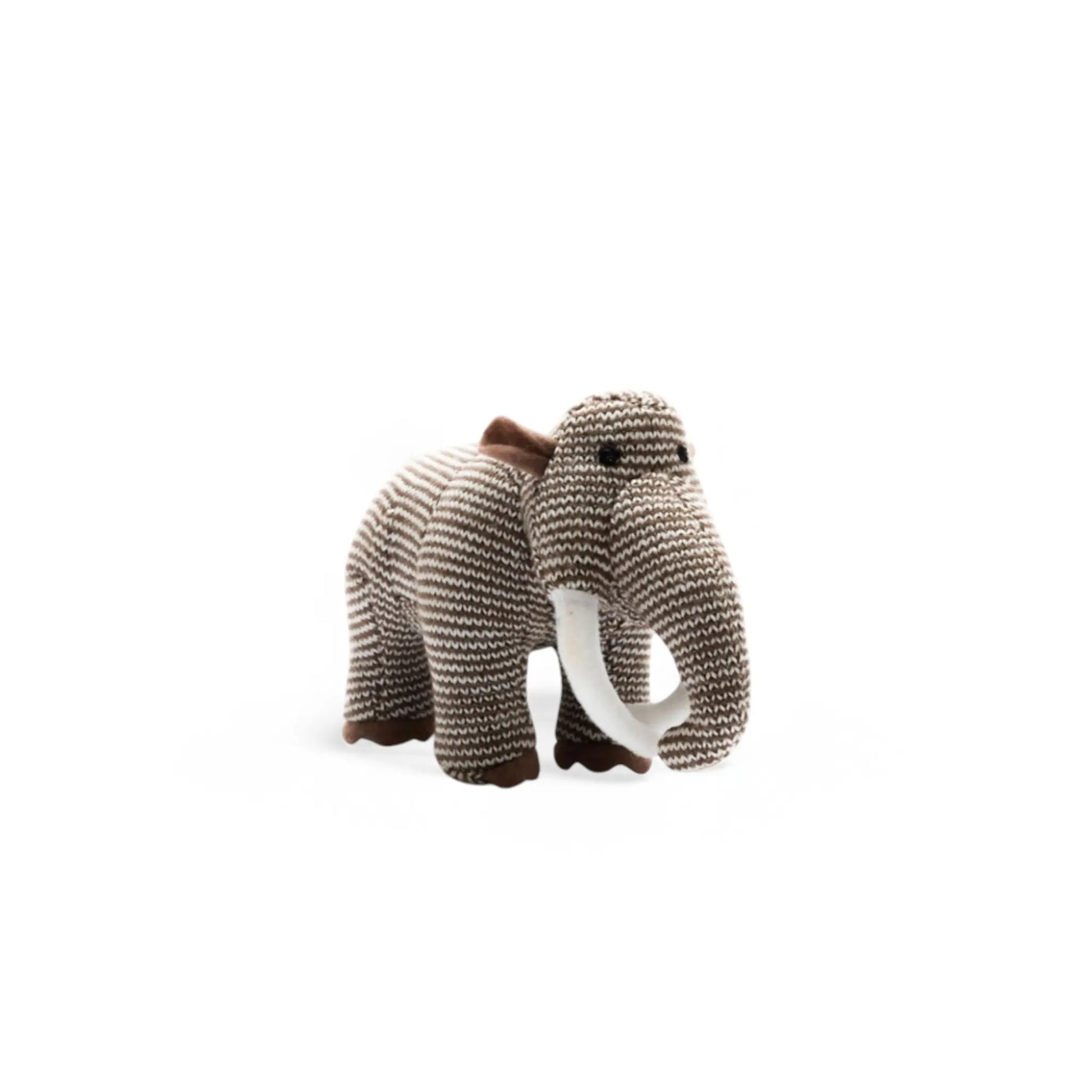 Woolly Mammoth Knitted Dinosaur Rattle Brown Stripe Best Years