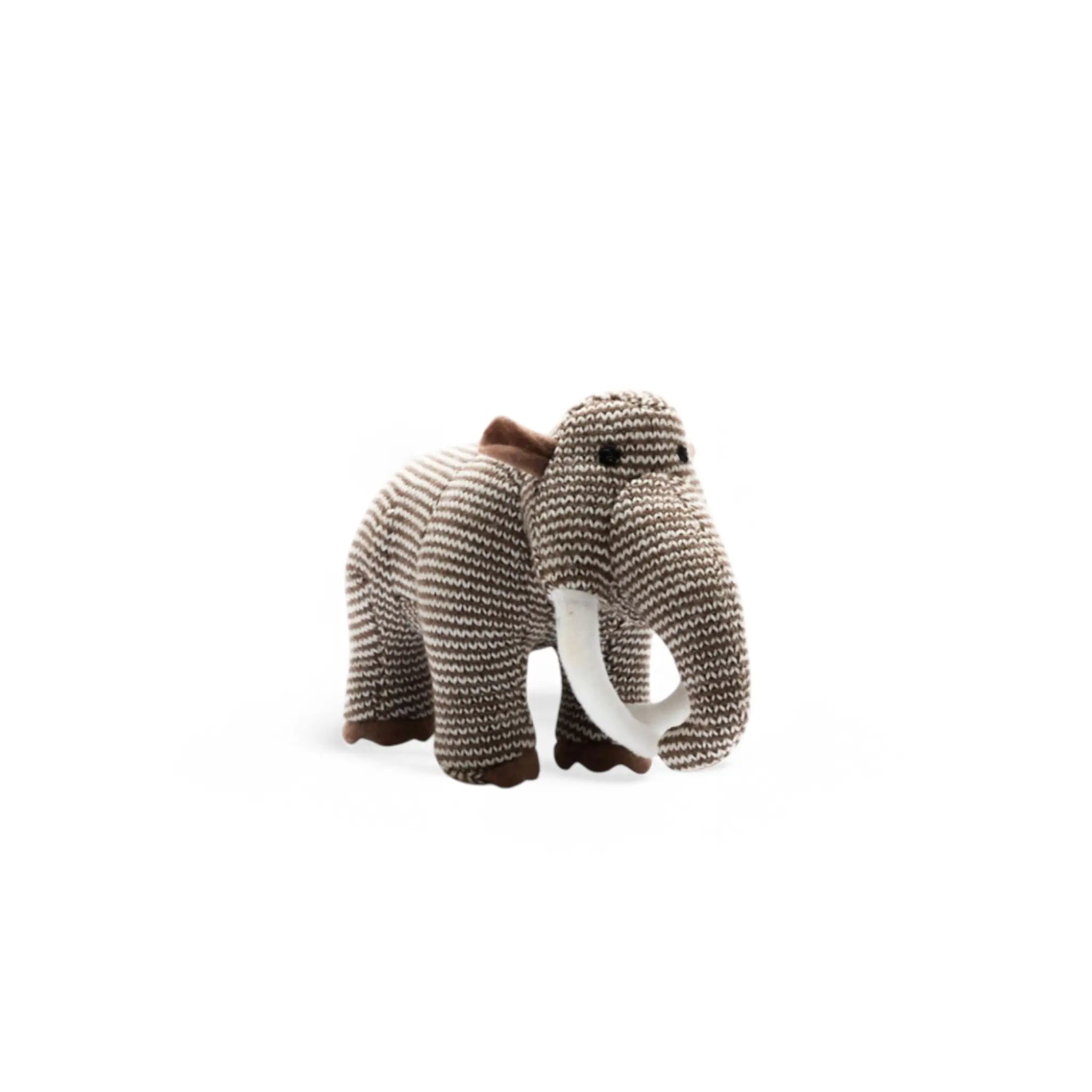 Woolly Mammoth Knitted Dinosaur Rattle Brown Stripe Best Years