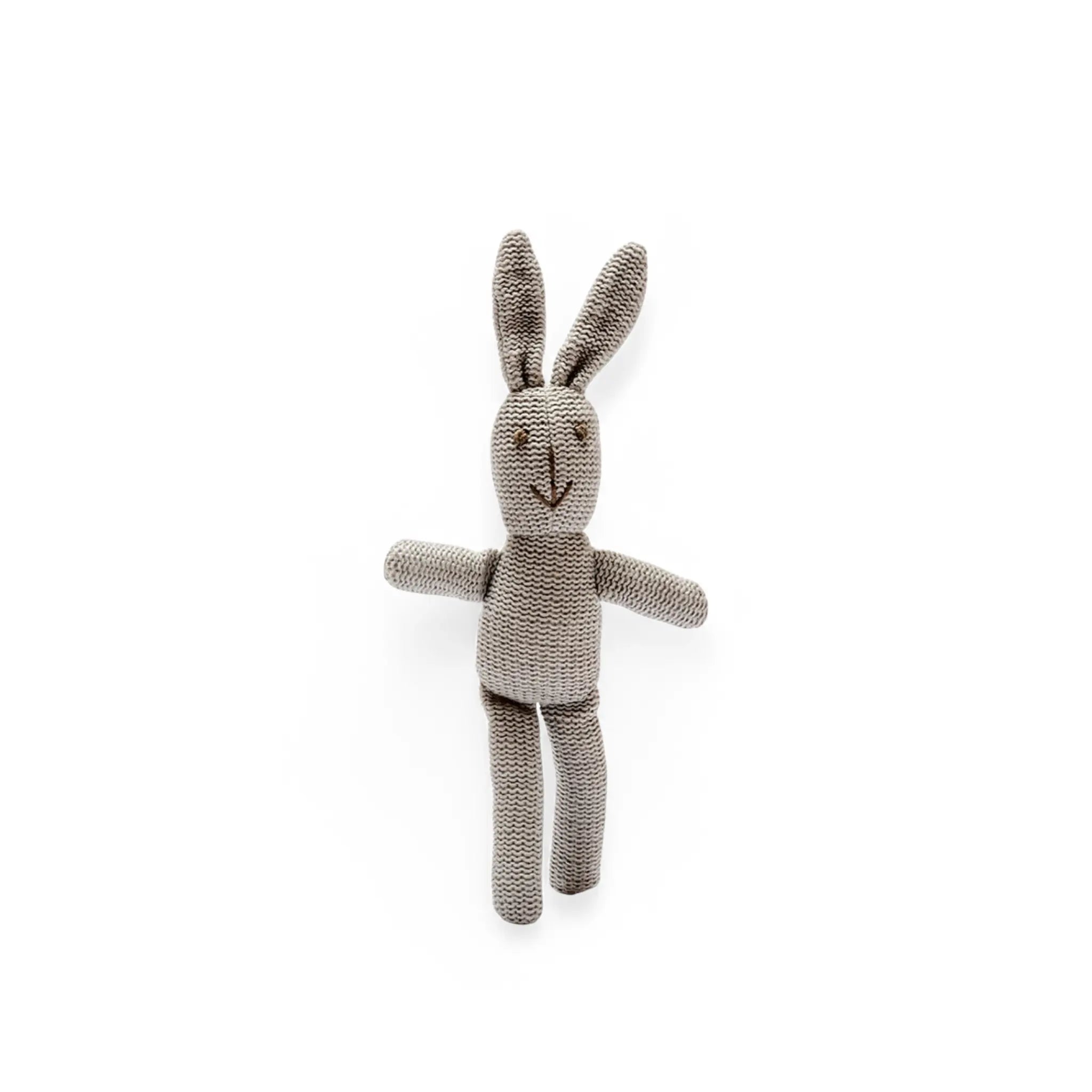 Small Knitted Organic Grey Bunny Rattle Best Years