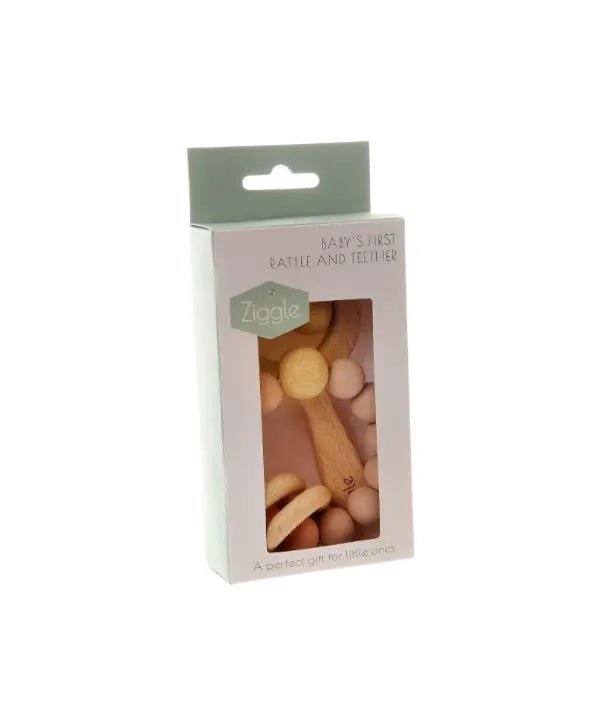 Teether and Rattle Duo in Blush Ziggle