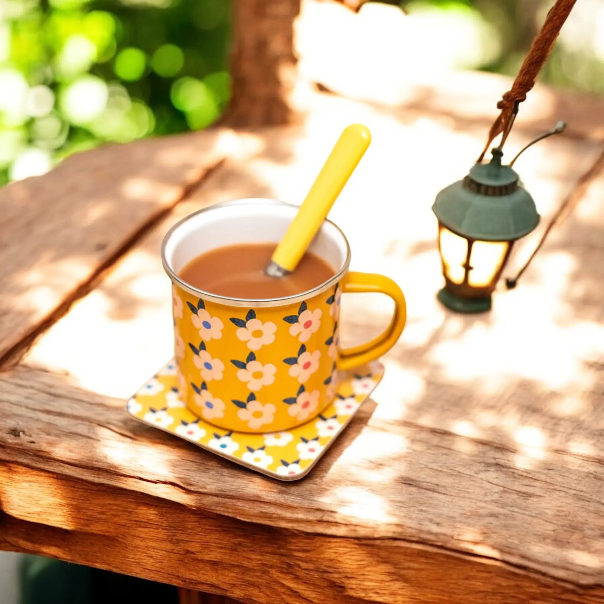 Enamel Happy Retro Honey Mug and Coaster - Prezzi