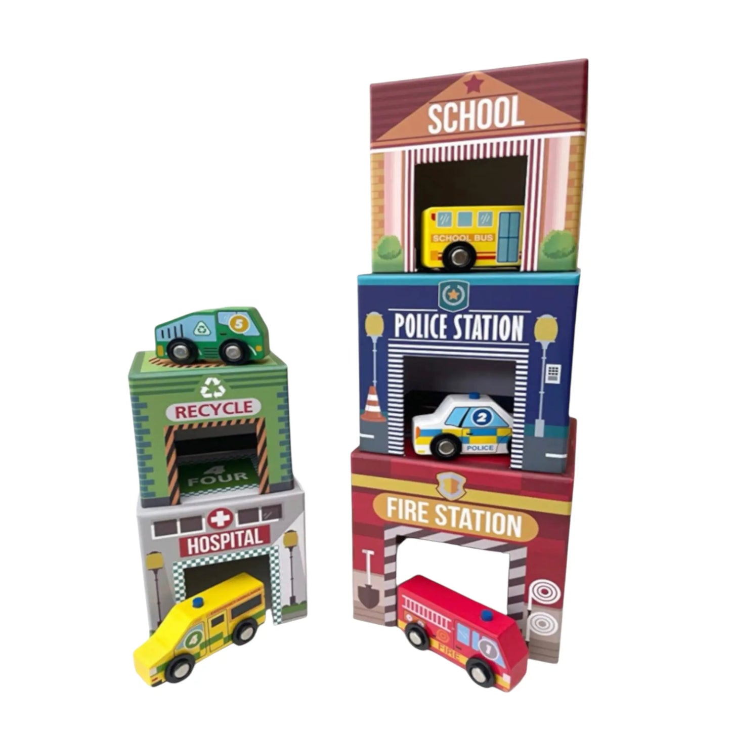 Wooden Toy Cars Nesting Stacking Playset - Prezzi