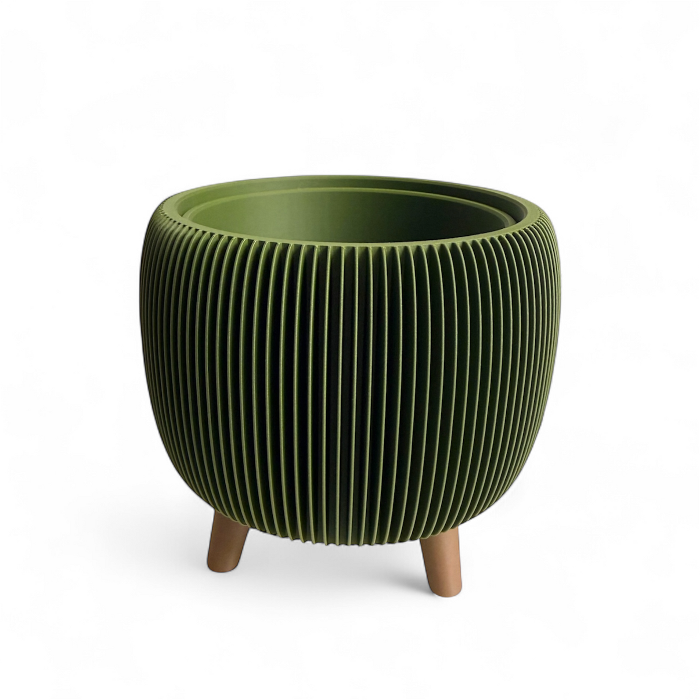 RETRO RIBBED PLANTER MATTE OLIVE