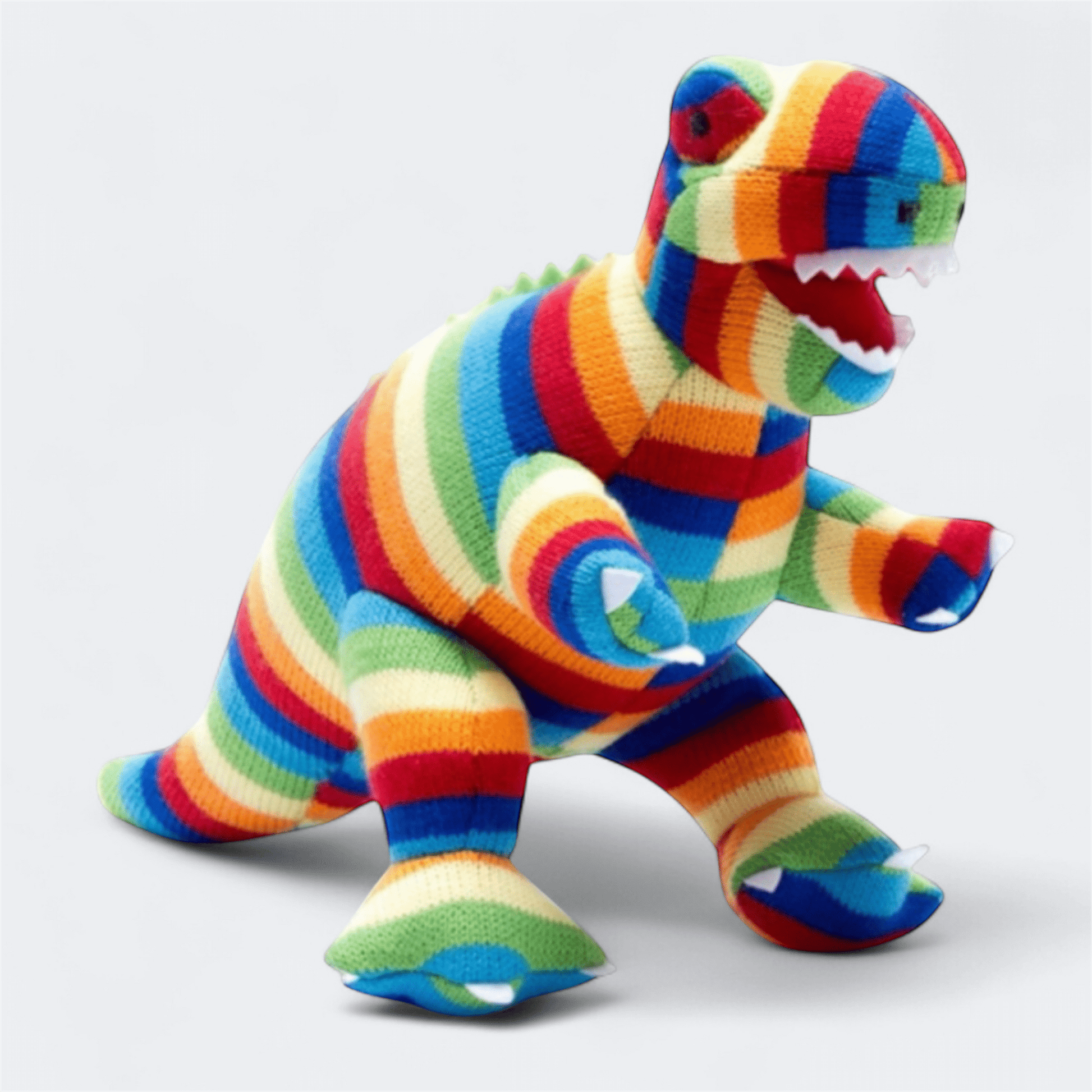 Knitted Bright Stripe T Rex Dinosaur Toy Best Years - Prezzi