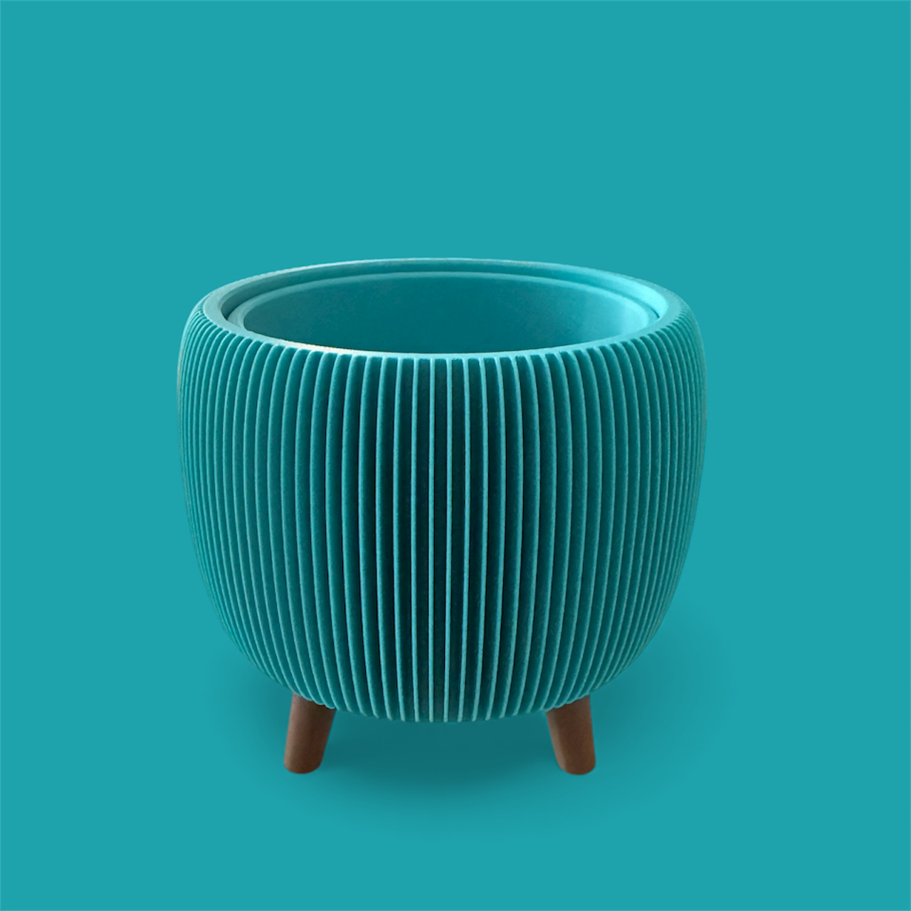 RETRO RIBBED PLANTER TURQUOISE SATIN Millees