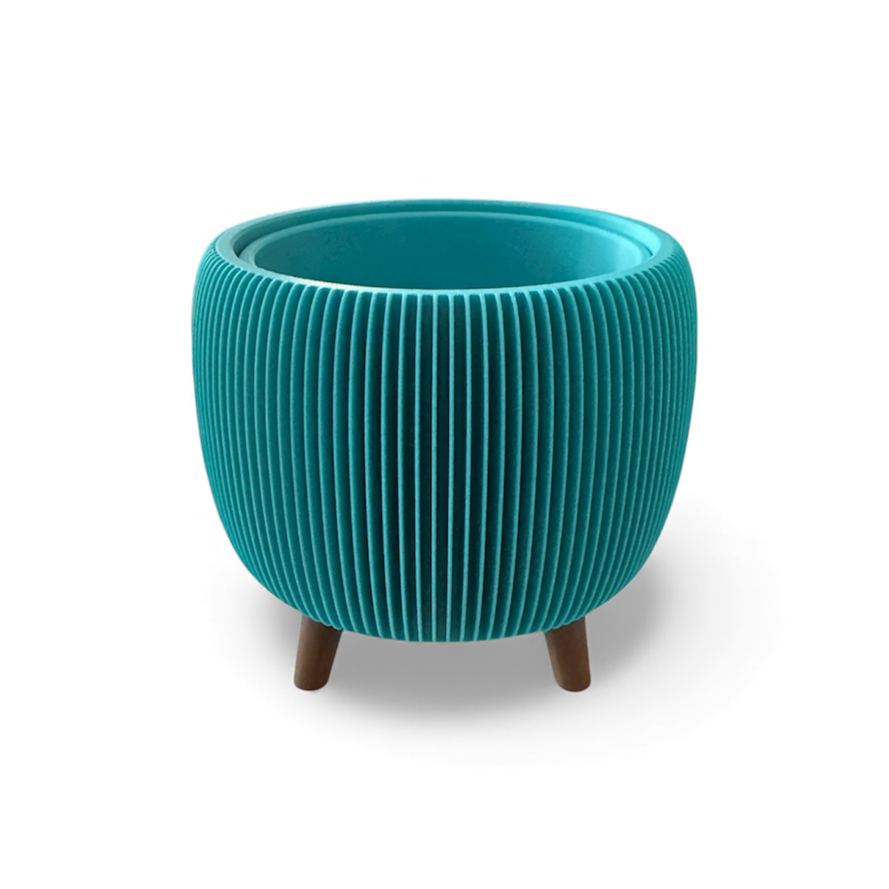 RETRO RIBBED PLANTER TURQUOISE SATIN Millees