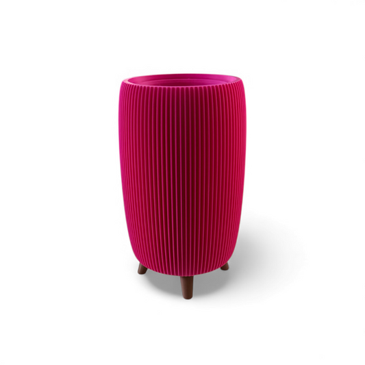 RETRO RIBBED HIGH PLANTER RASPBERRY SATIN Millees