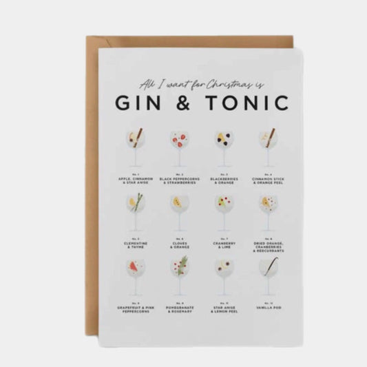 All I Want For Christmas Is Gin & Tonic Christmas Card - Prezzi