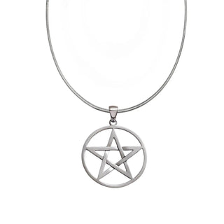 Beautiful 925 Silver 24" pendant necklace 1mm Snake Chain With X Large Pentagram The Silver Jewellery Cavern