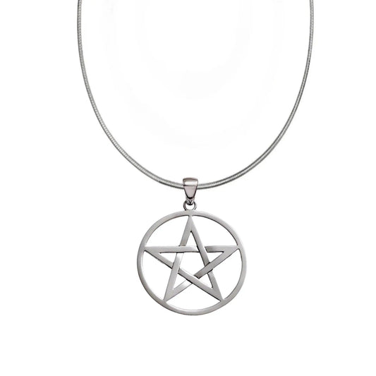 Beautiful 925 Silver 24" pendant necklace 1mm Snake Chain With X Large Pentagram - Prezzi